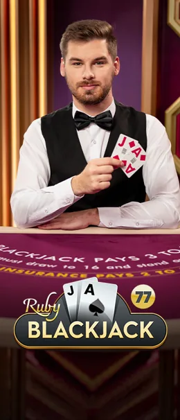 Blackjack 77 Ruby live table cover in the Green Luck lobby